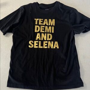 wonder nation Black T-Shirt with Gold Text - TEAM DEMI AND SELENA